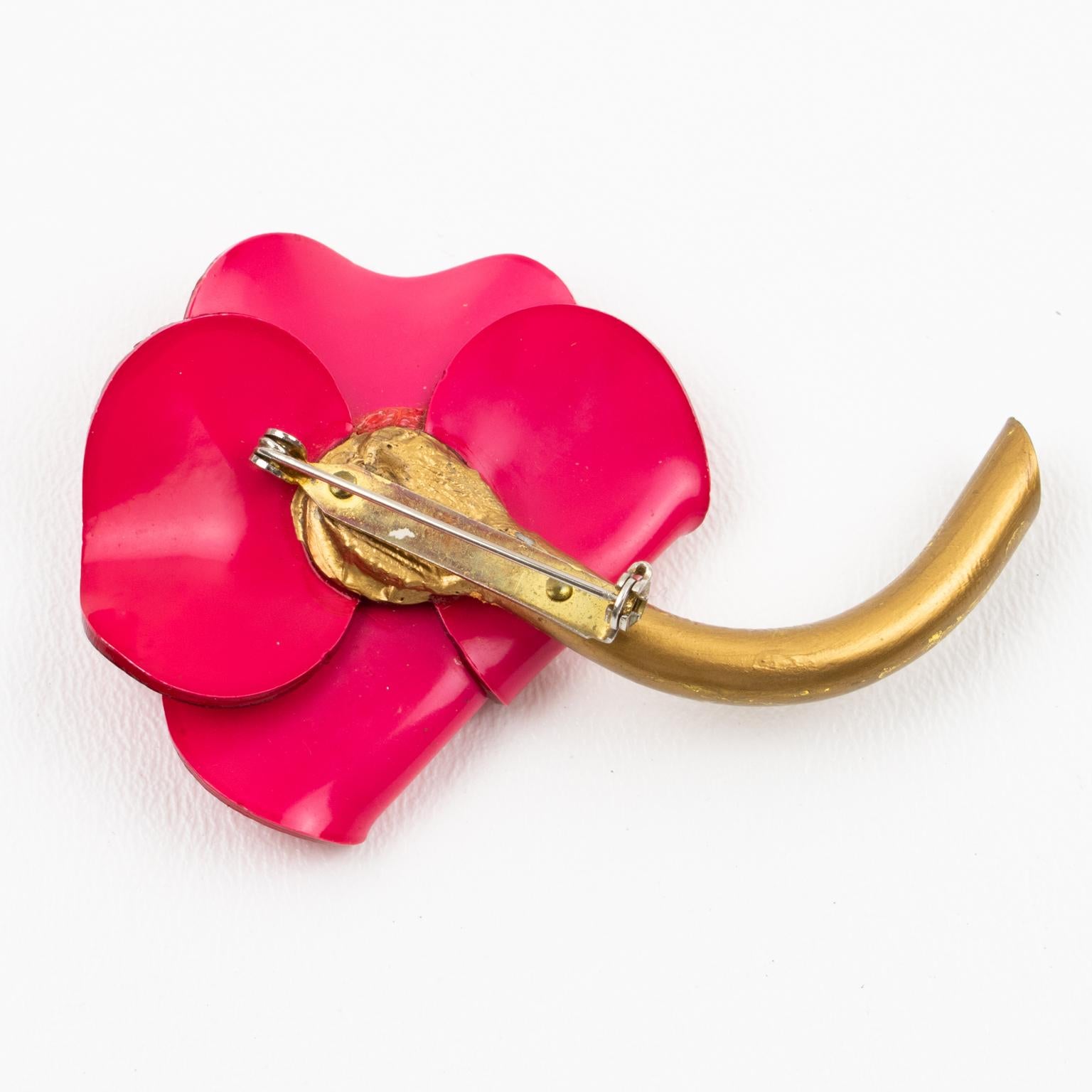 Modern Francoise Montague by Cilea Resin Pin Brooch Red Poppy Flower