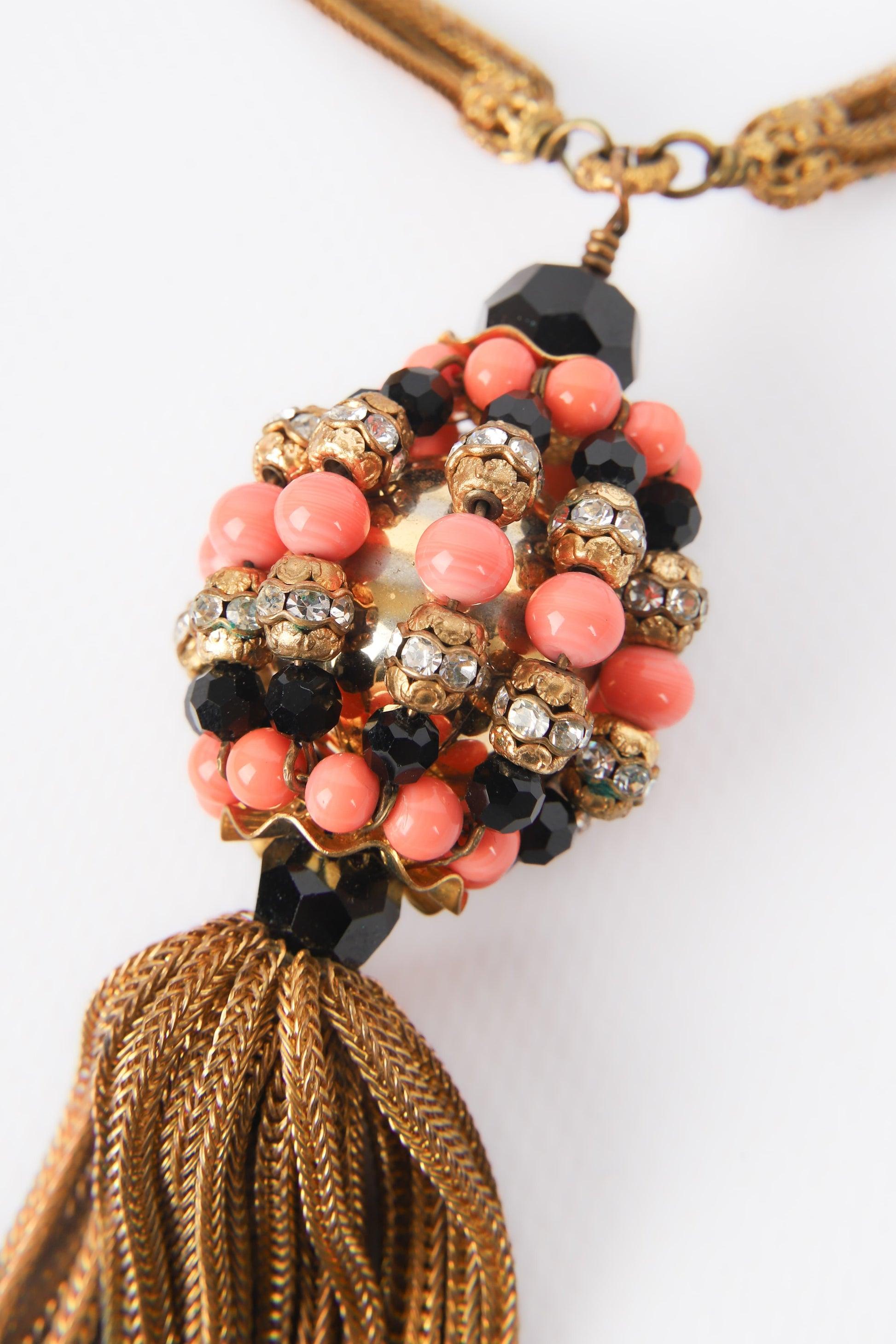 De las mujeres Françoise Montague Collar de cadena con colgante de pompón, años 60 en venta
