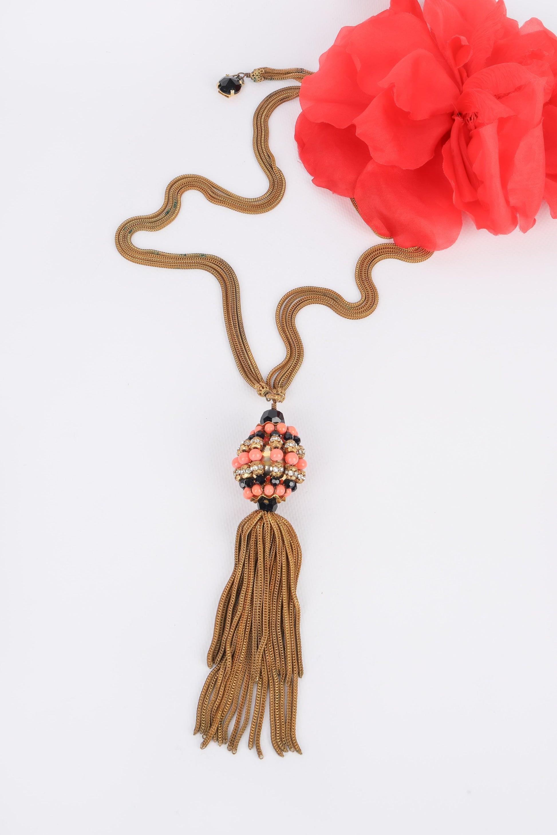 Françoise Montague Collar de cadena con colgante de pompón, años 60 en venta 3