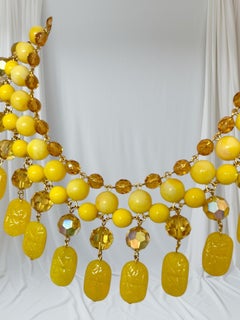 Francoise Montague Choker with Yellow Pate de Verre and Crystal  Drop