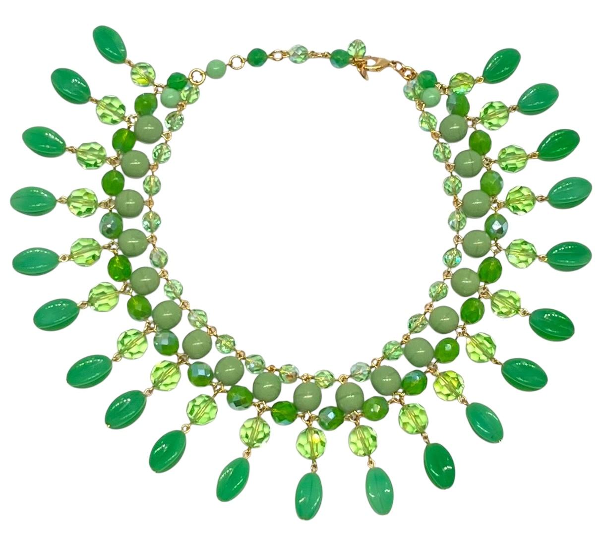 Francoise Montague Choker with Yellow Pate de Verre and Crystal  Drop For Sale 2