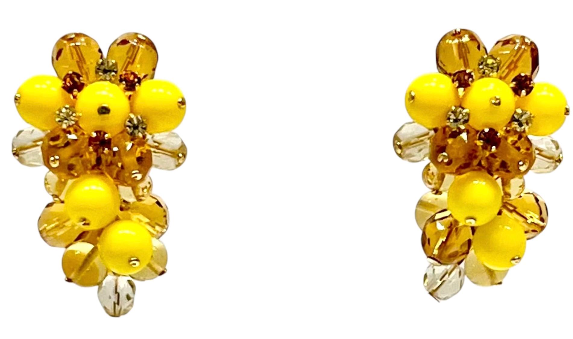 Francoise Montague Choker with Yellow Pate de Verre and Crystal  Drop For Sale 4