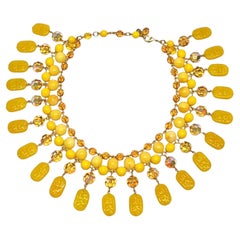 Francoise Montague Choker with Yellow Pate de Verre and Crystal  Drop