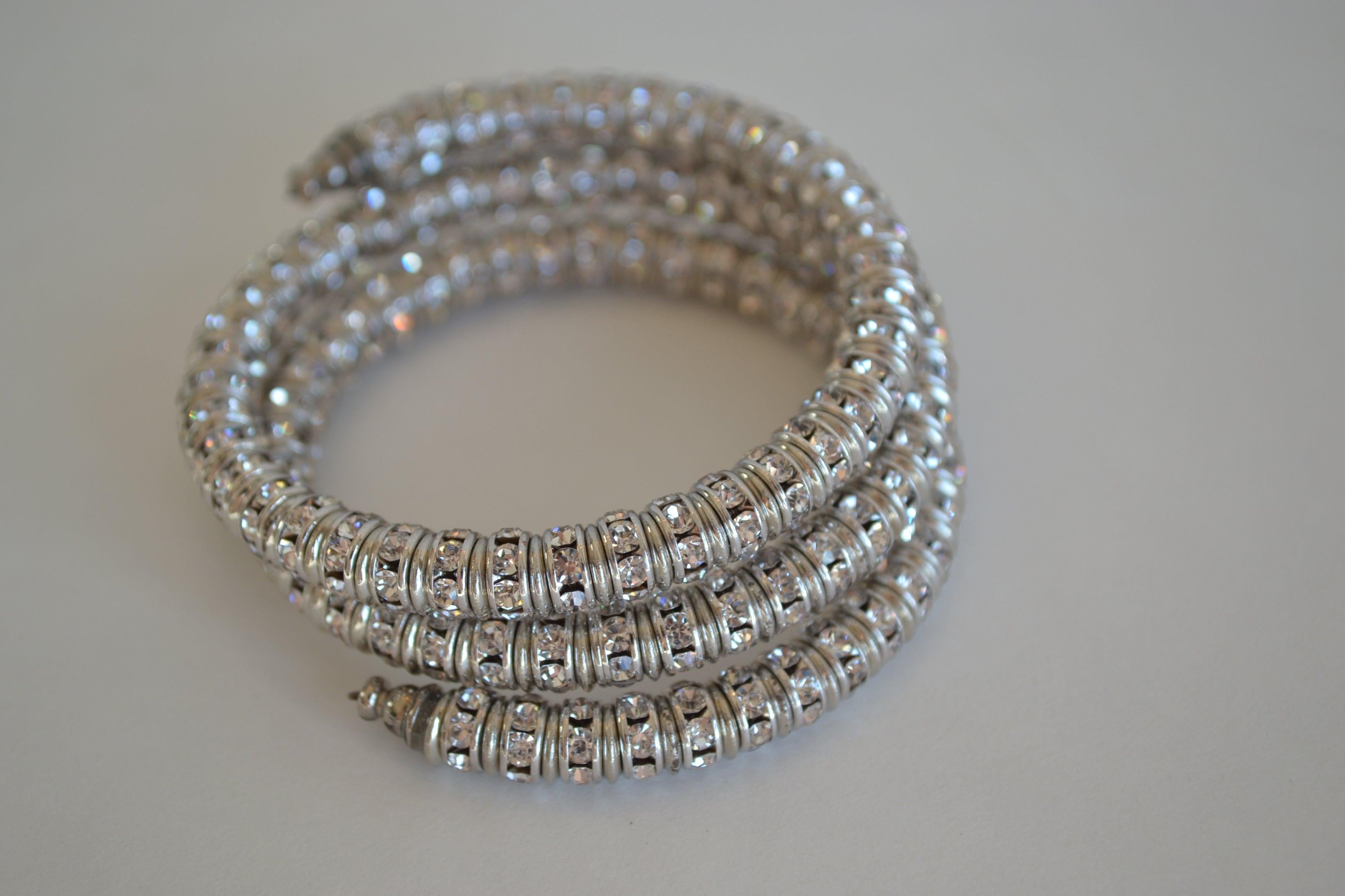 Francoise Montague Clear Crystal  Wraparound Bracelet In New Condition For Sale In Virginia Beach, VA
