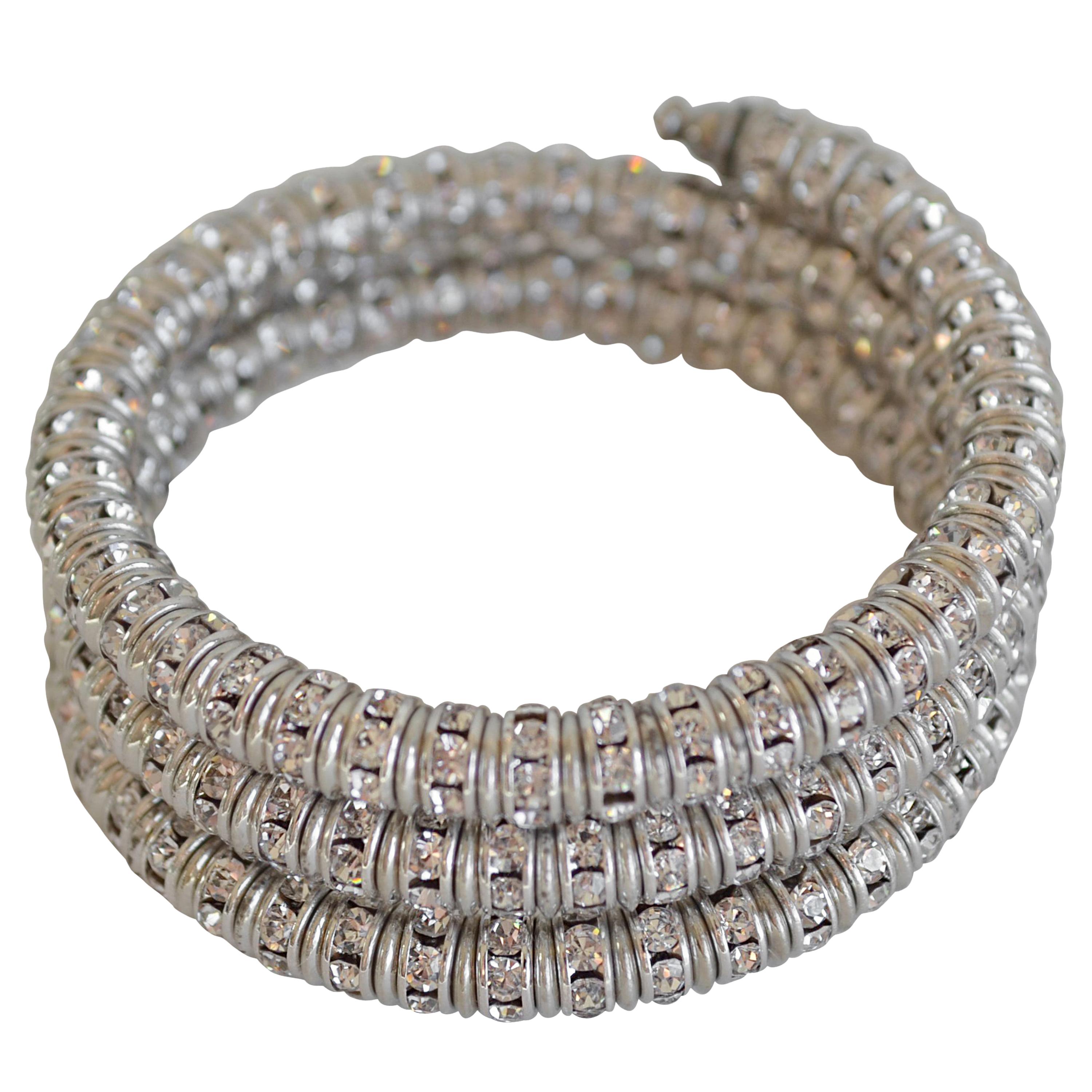 Francoise Montague Clear Crystal  Wraparound Bracelet For Sale