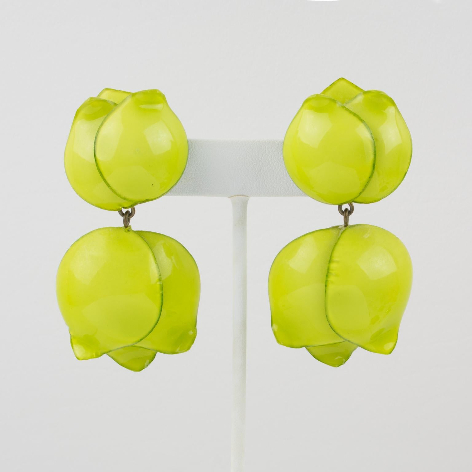 Francoise Montague Earrings Apple Green Flowers 1