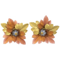 Francoise Montague Boucles d
oreilles à pince Feuilles en résine cuivre et or