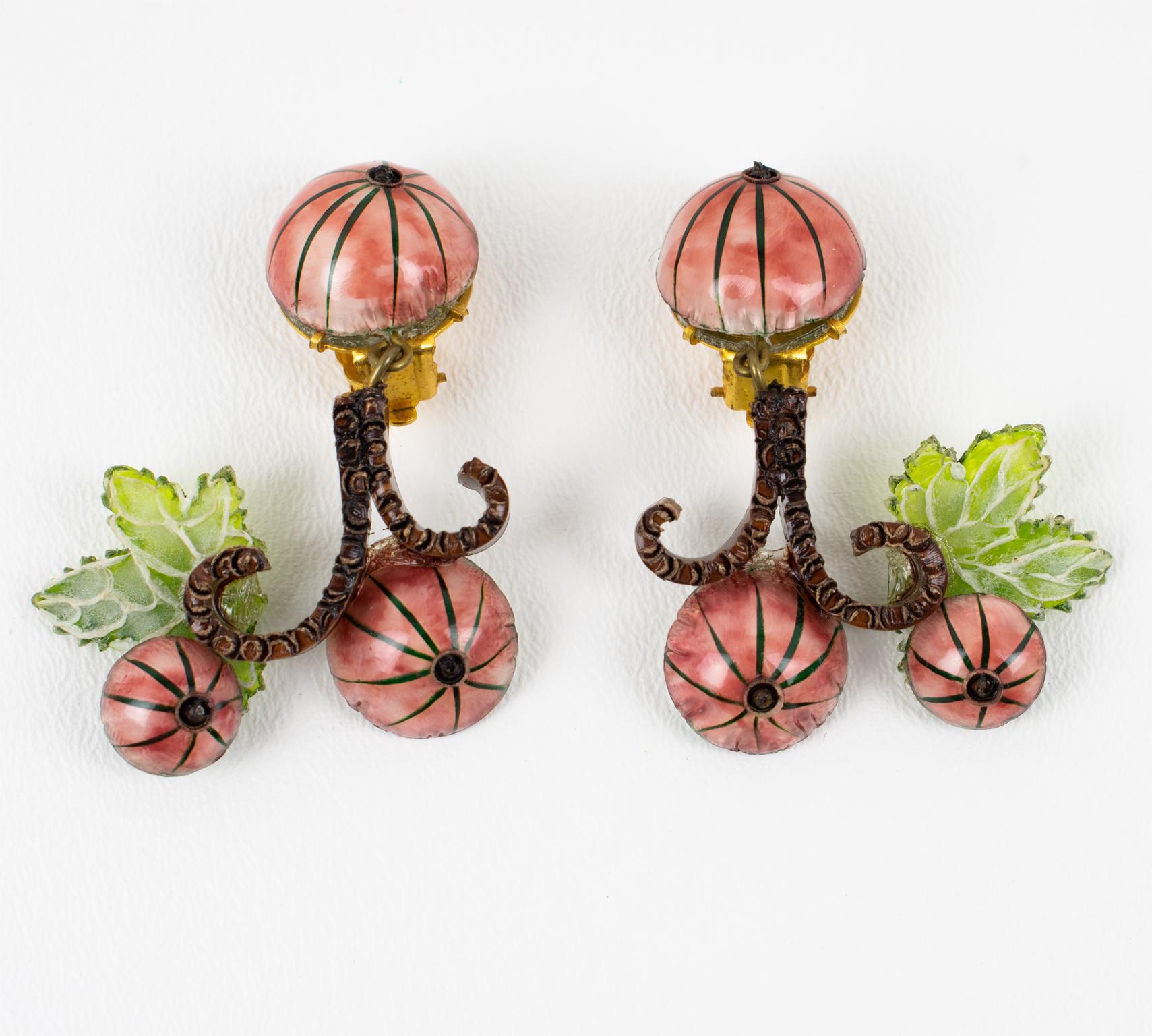 Modern Francoise Montague Earrings Japanese Floral Inspiration For Sale