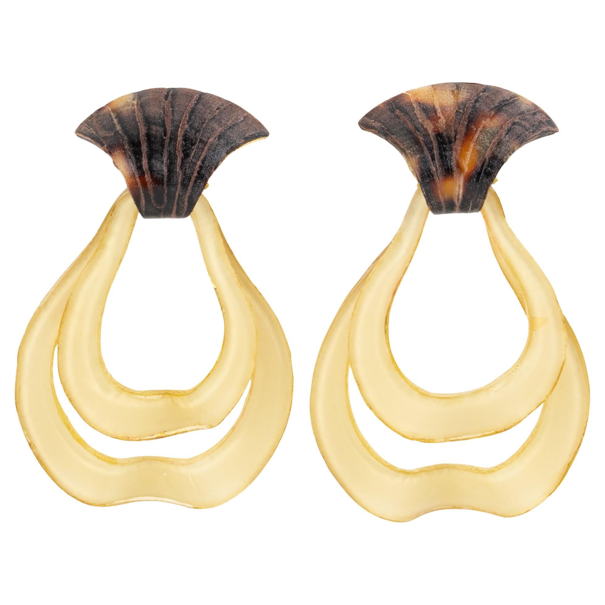 Orecchini a clip Francoise Montague con gocce Tan e tartaruga