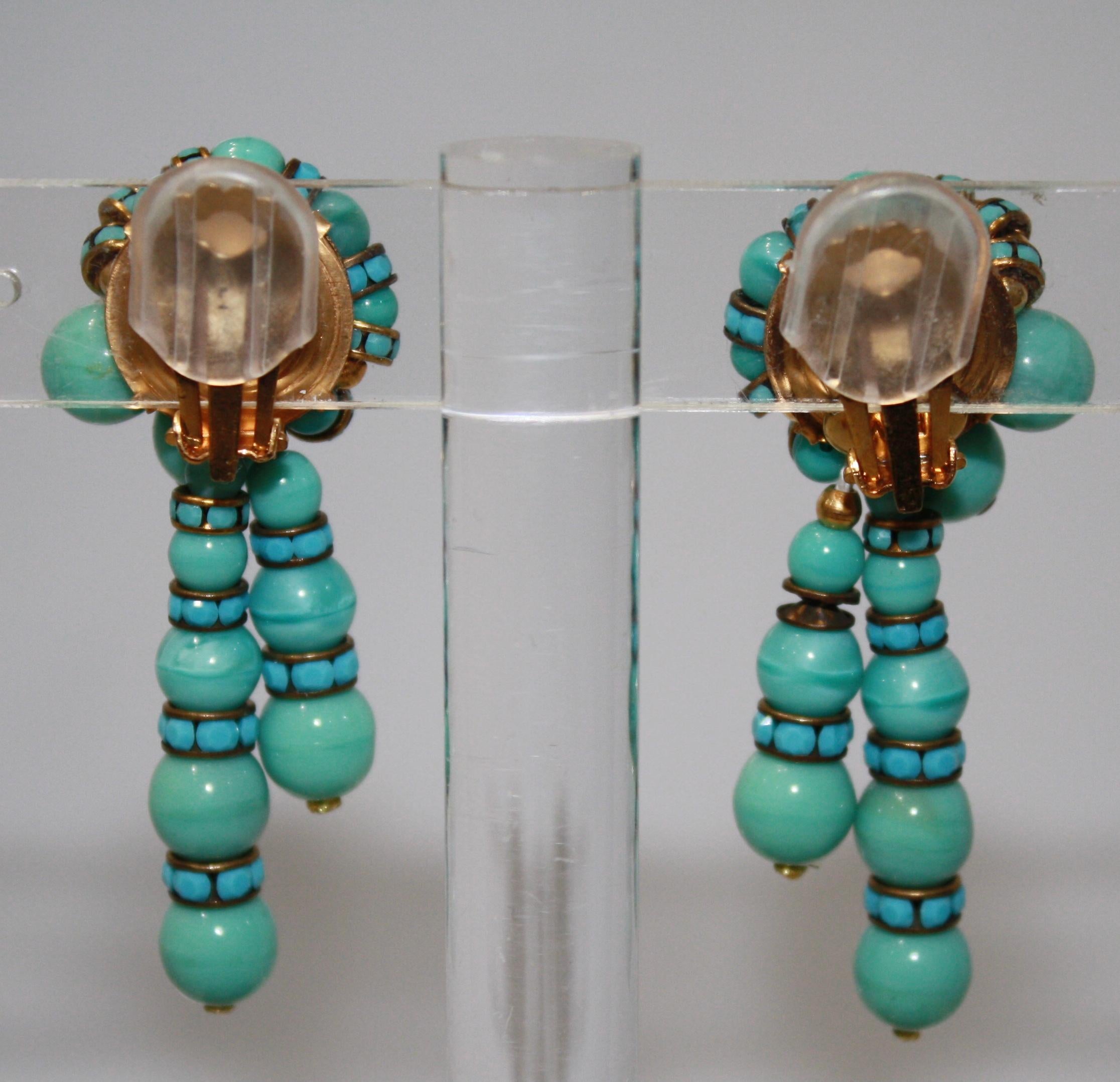 Modern Francoise Montague Double drop Clip Earrings