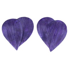 Francoise Montague Boucles d'oreilles à clip en résine bleue et violette