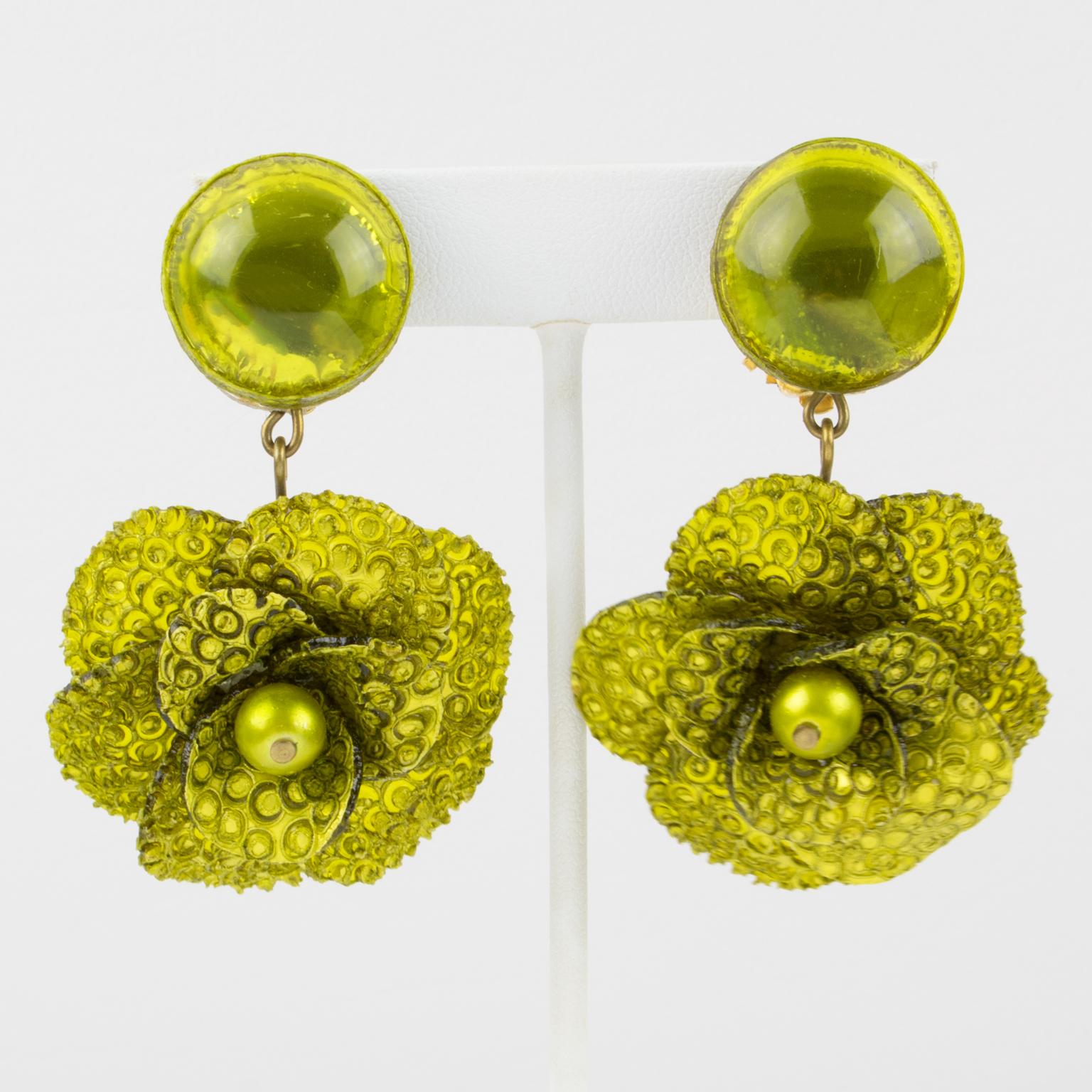 Francoise Montague Floral Clip Earrings For Sale 1