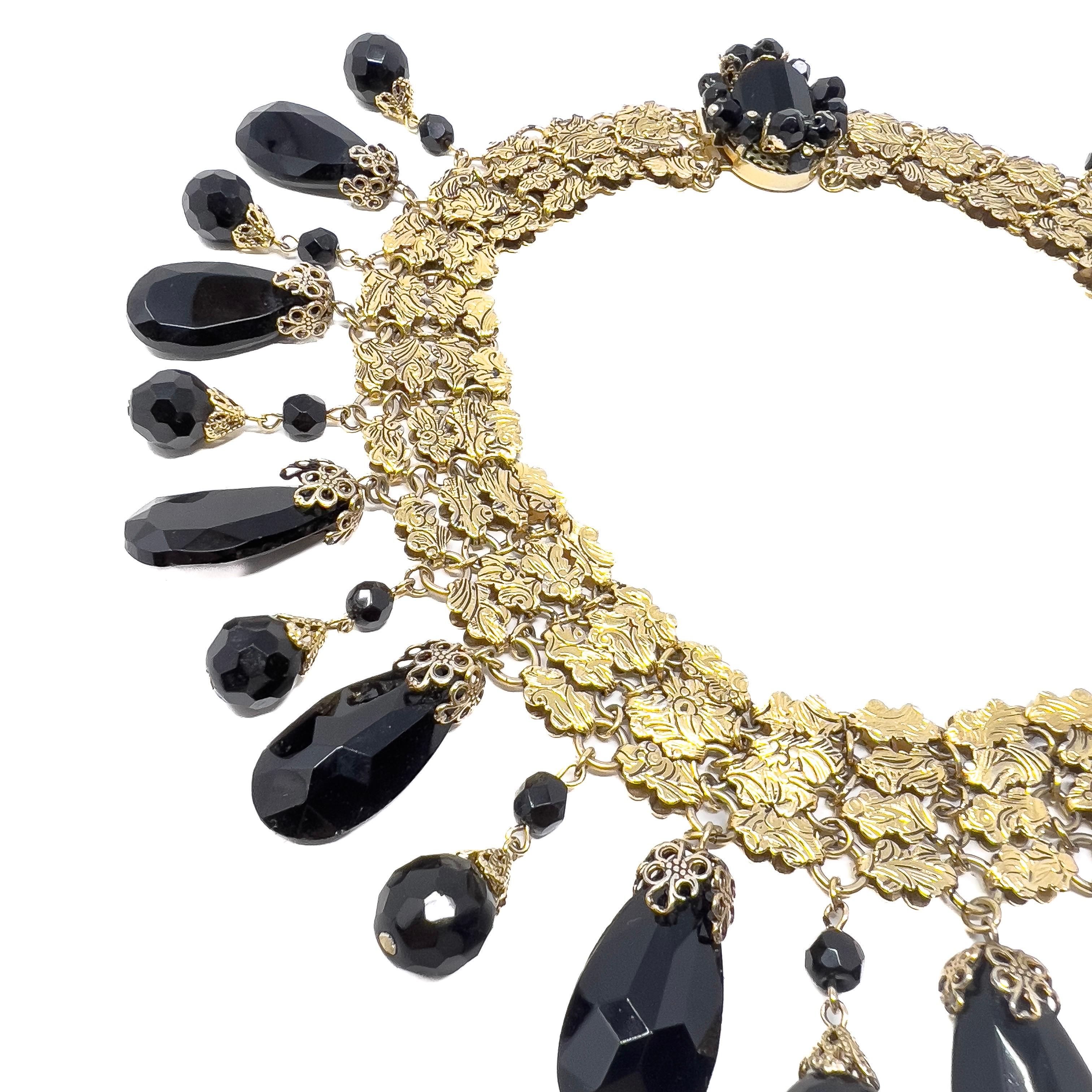 Françoise Montague for Adrien Mann c.1962 Black Glass Collar Necklace For Sale 2