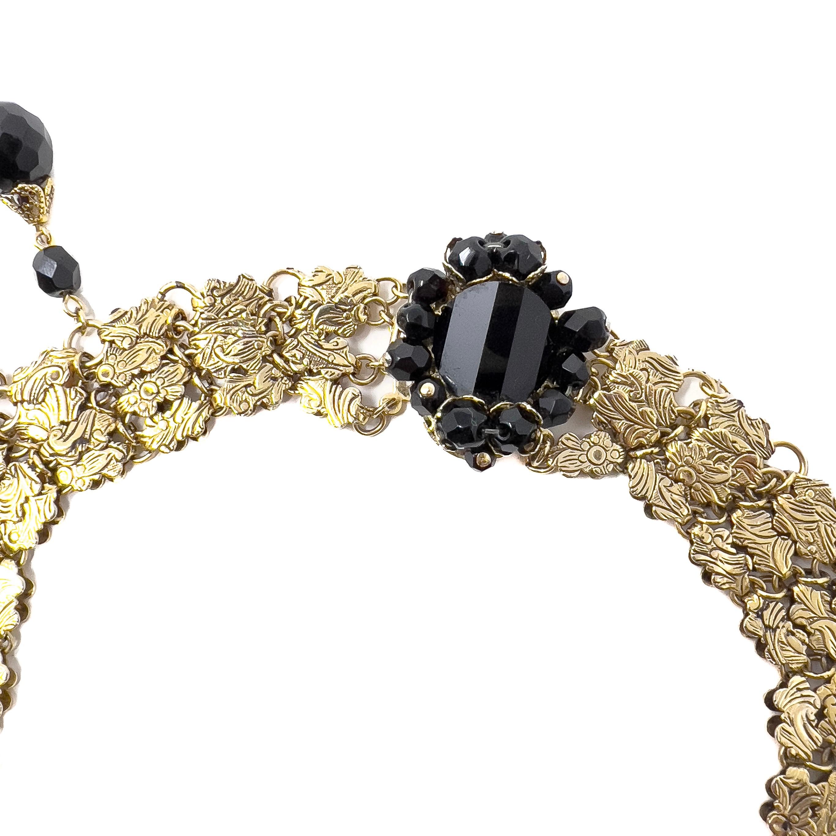 Françoise Montague for Adrien Mann c.1962 Black Glass Collar Necklace For Sale 4