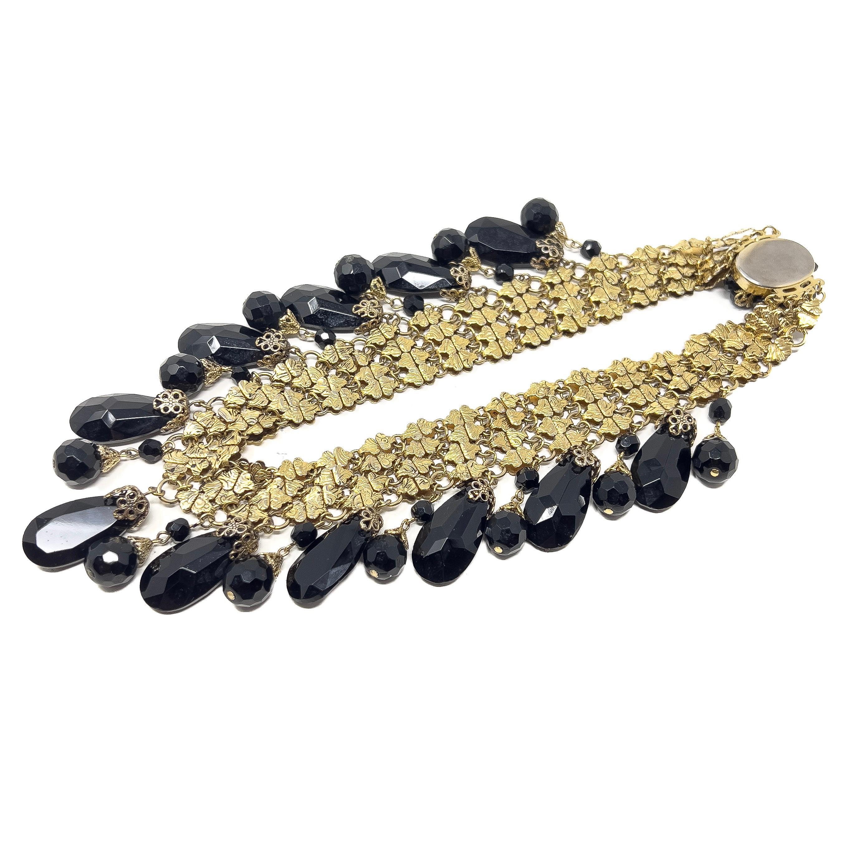 Françoise Montague for Adrien Mann c.1962 Black Glass Collar Necklace For Sale 5