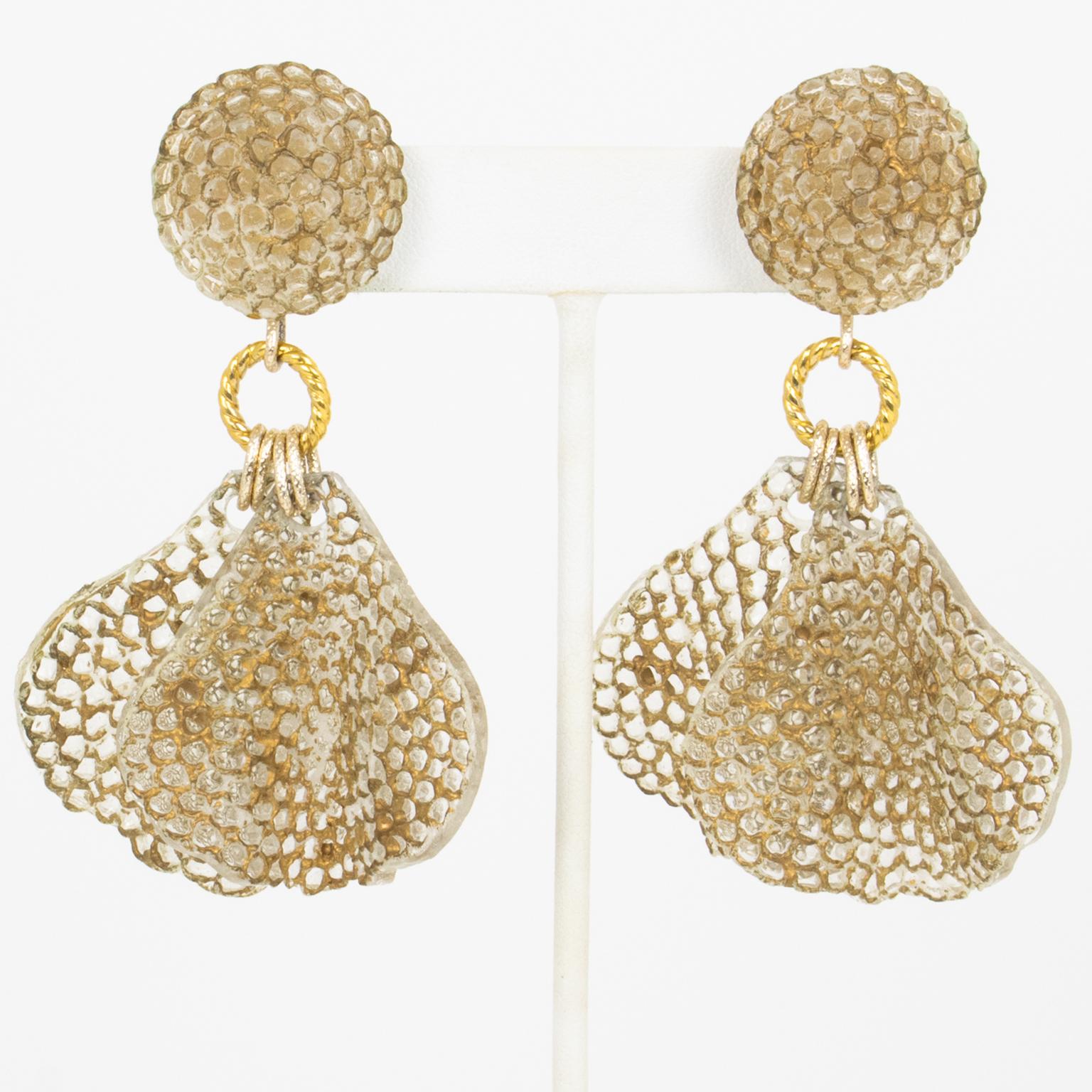 Francoise Montague Gilded Floral Earrings For Sale 1