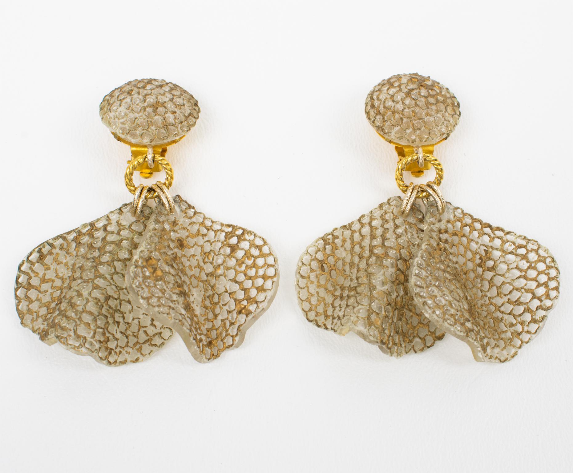 Francoise Montague Gilded Floral Earrings For Sale 2