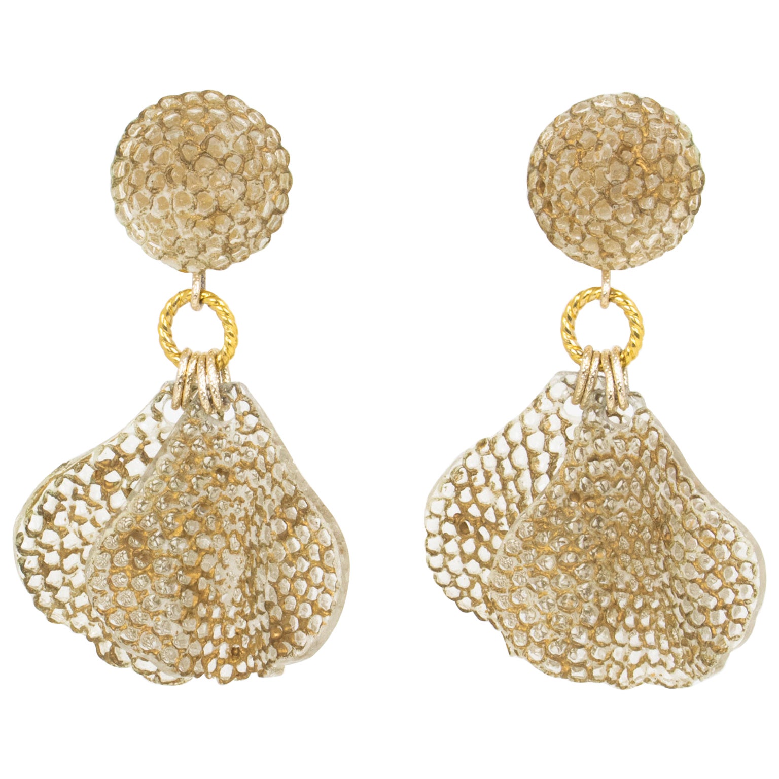 Francoise Montague Boucles d'oreilles florales dorées