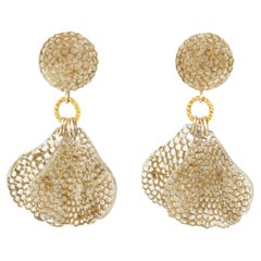 Francoise Montague Gilded Floral Resin Clip Earrings