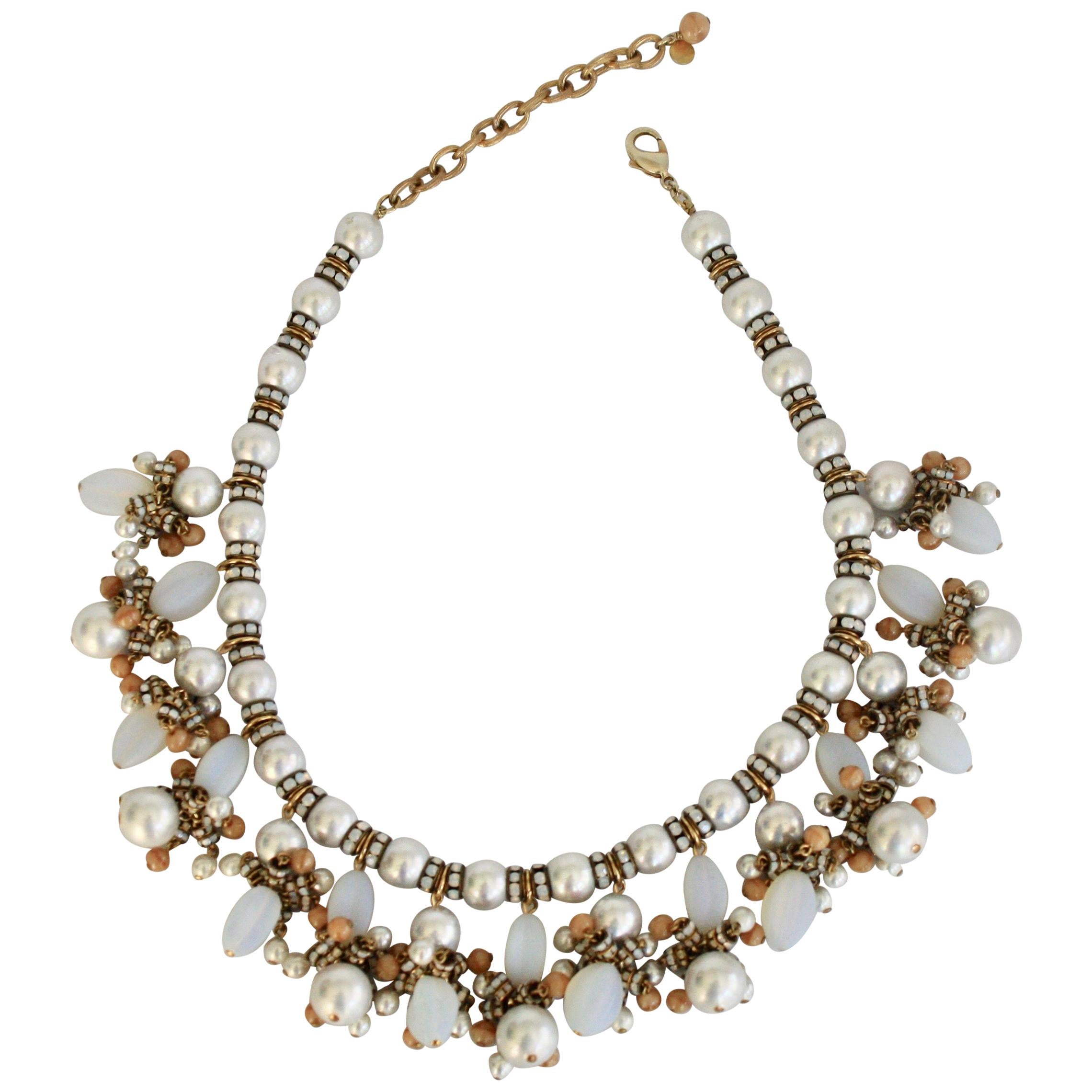 Francoise Montague Glass Pearl Fringe Necklace