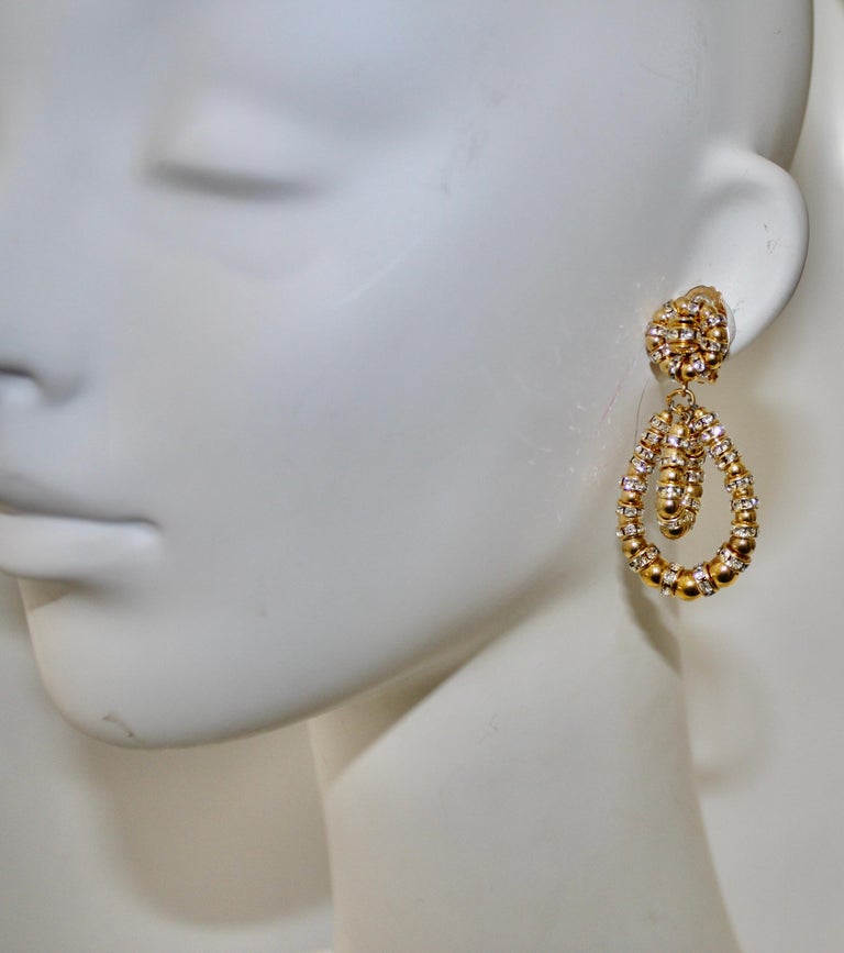 Modern Francoise Montague gold and Crystal Lolita Earrings For Sale