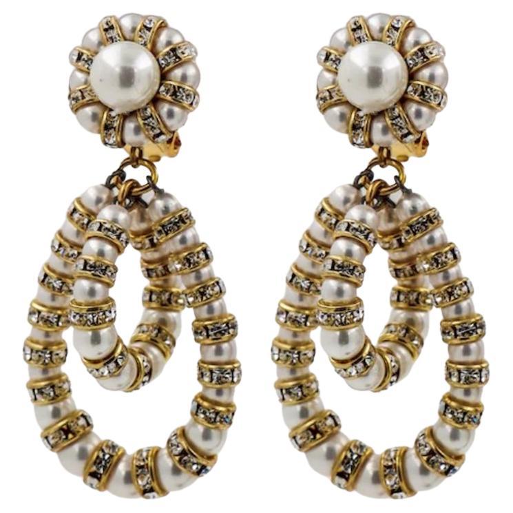 Francoise Montague gold and Crystal Lolita Earrings For Sale