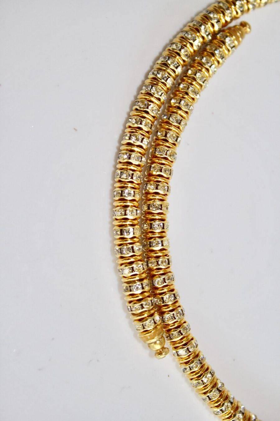 Modern Francoise Montague Gold and Crystal Mabrouk Wraparound Necklace