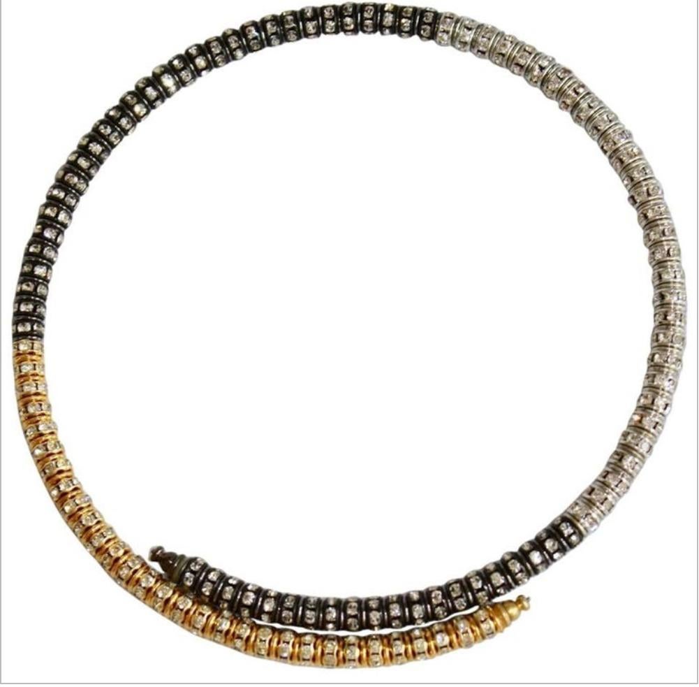 Francoise Montague Gold and Crystal Mabrouk Wraparound Necklace 3