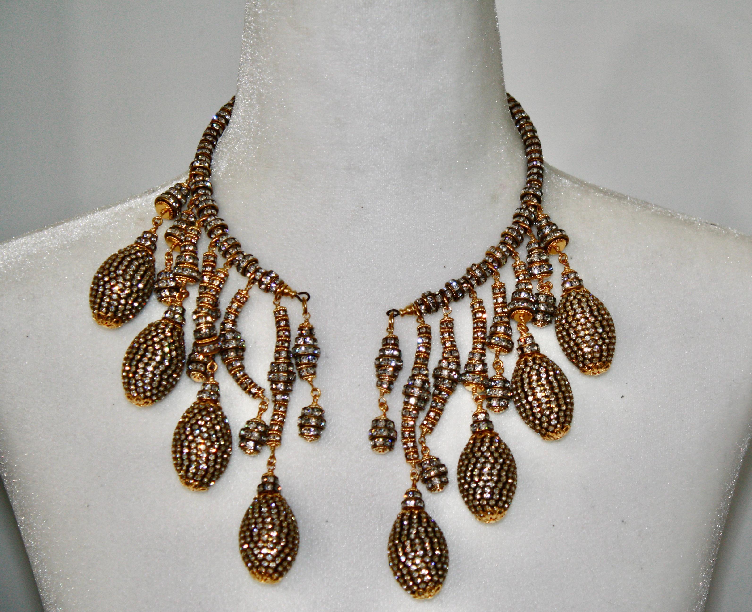 Baroque Françoise Montague Gold and Swarovski Crystal Drop Choker