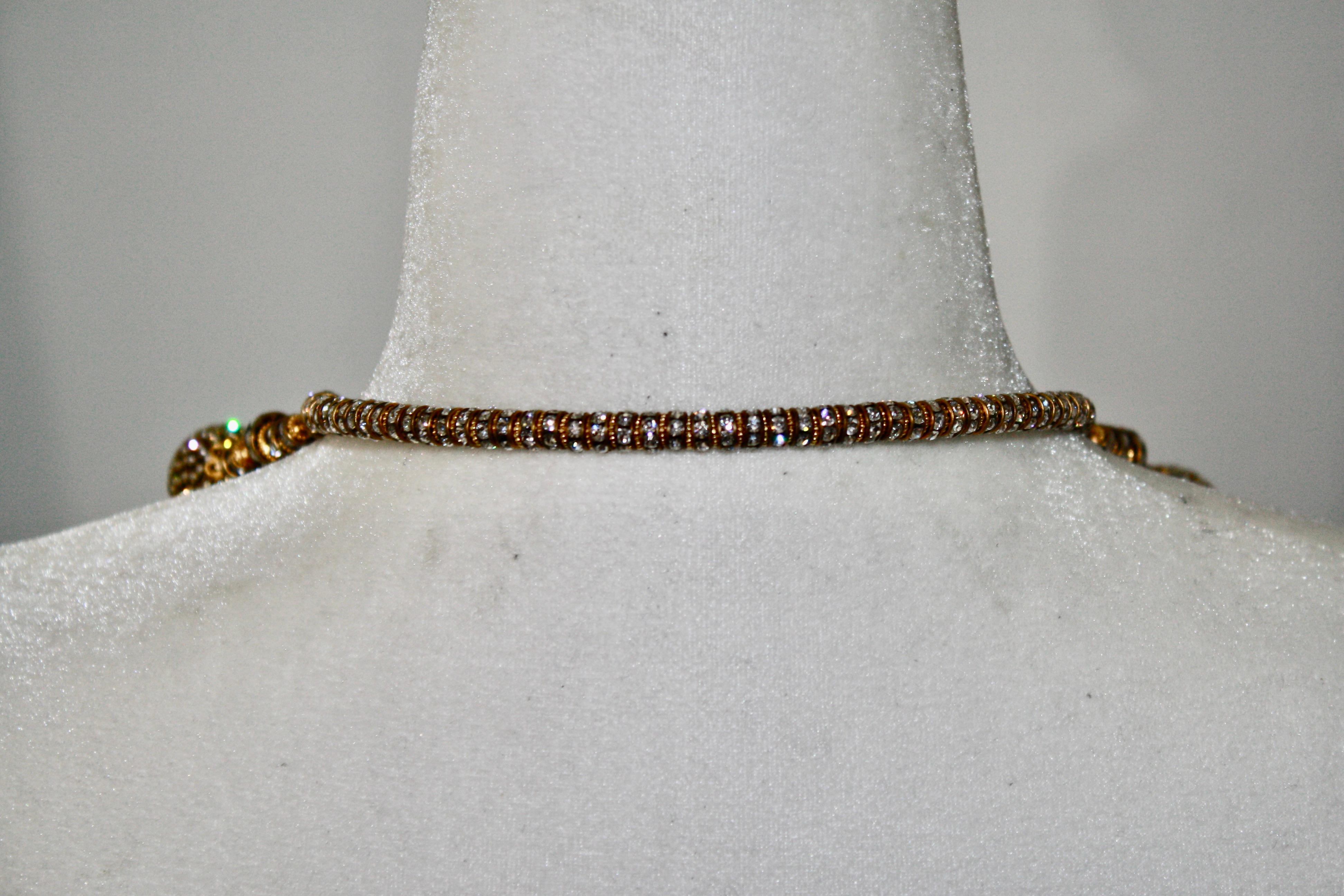 Women's or Men's Françoise Montague Gold and Swarovski Crystal Drop Choker