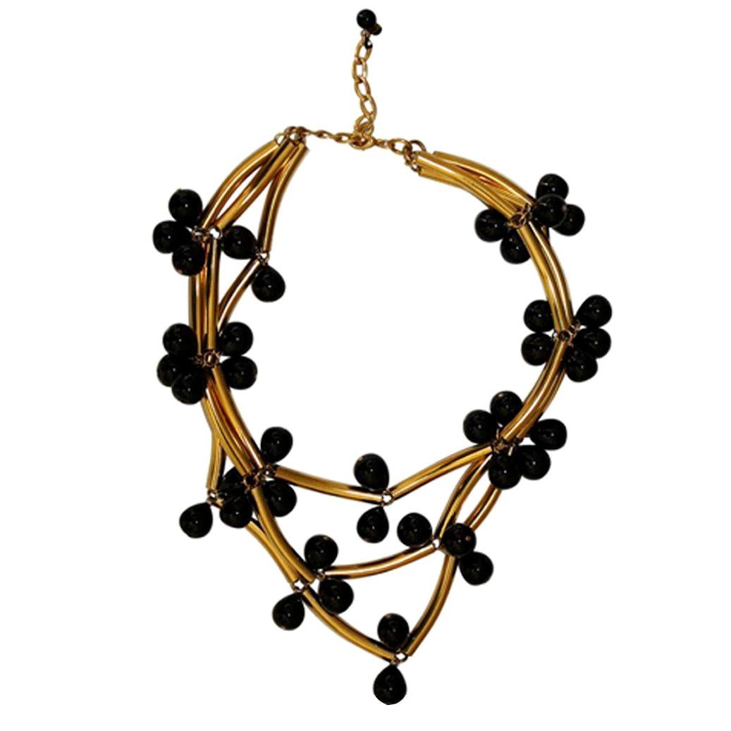 Francoise Montague Gold & Black Elke Necklace For Sale