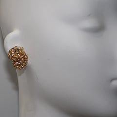 Francoise Montague Gold Metal Swarovski Crystal Clip-On Earrings, New