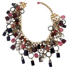 Francoise Montague Gold Swarovski Crystal Charm Necklace, 18 Inches