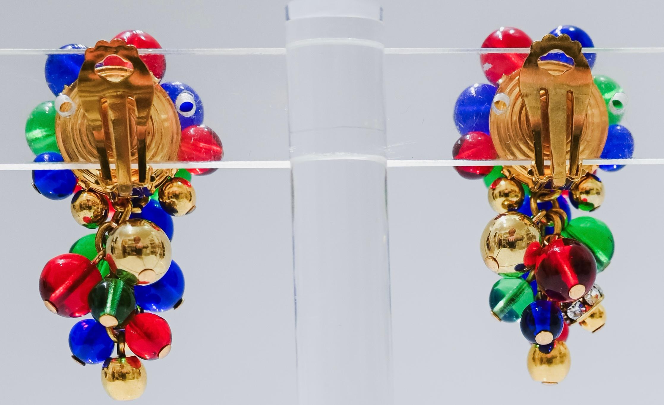 Artist Francoise Montague Green, Blue, Red and  Gold Grape Inspired Clips For Sale