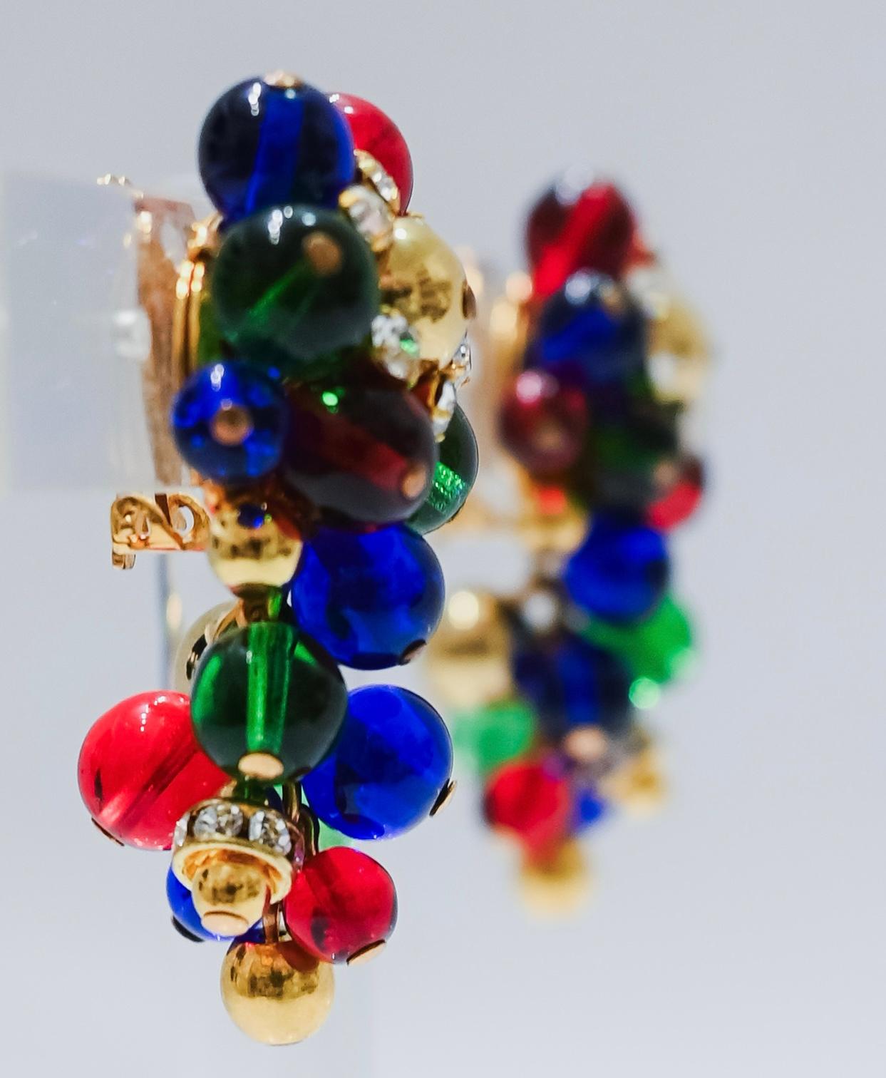 Francoise Montague Green, Blue, Red and  Gold Grape Inspired Clips In New Condition In Virginia Beach, VA