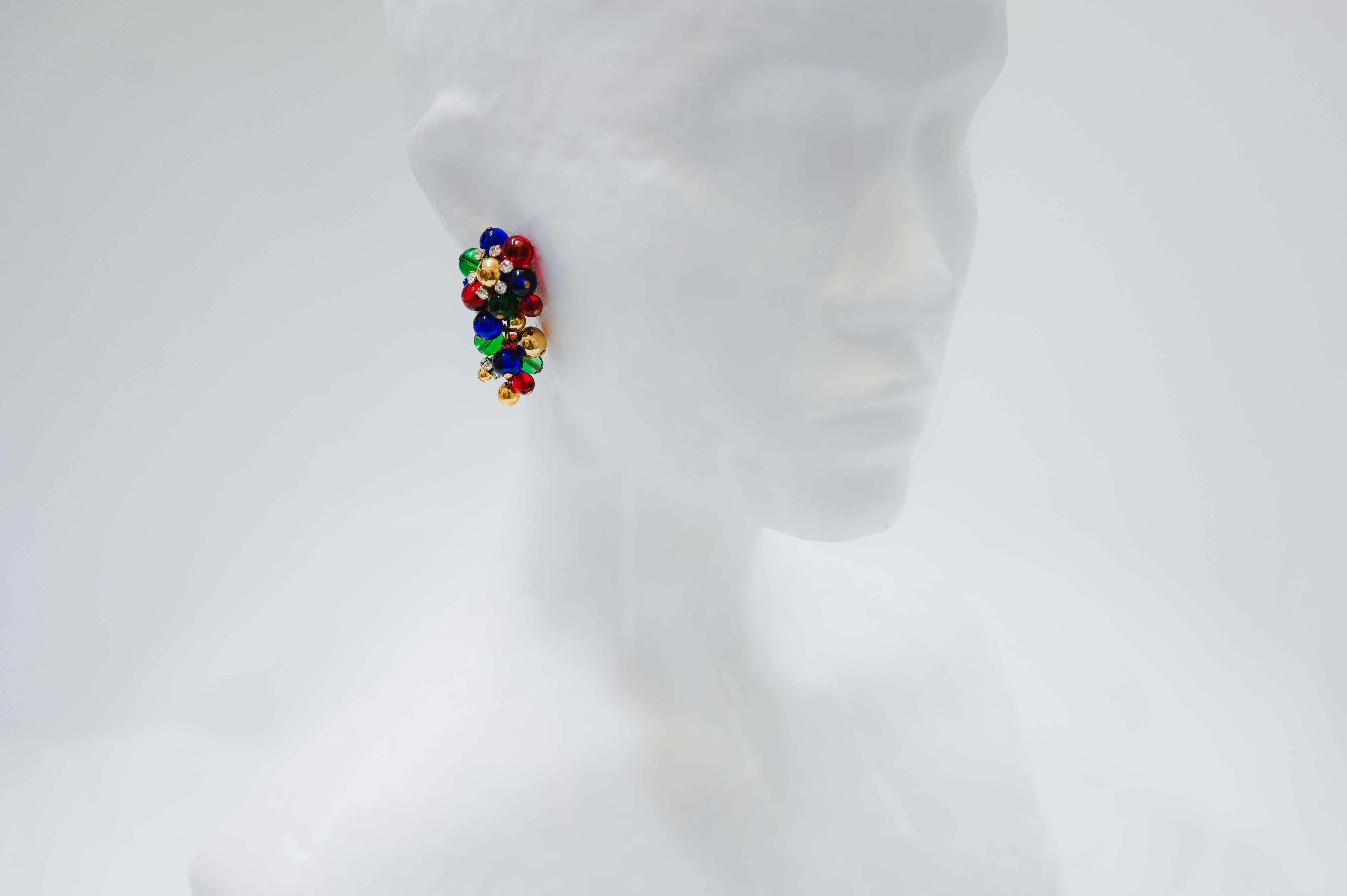 Women's Francoise Montague Green, Blue, Red and  Gold Grape Inspired Clips