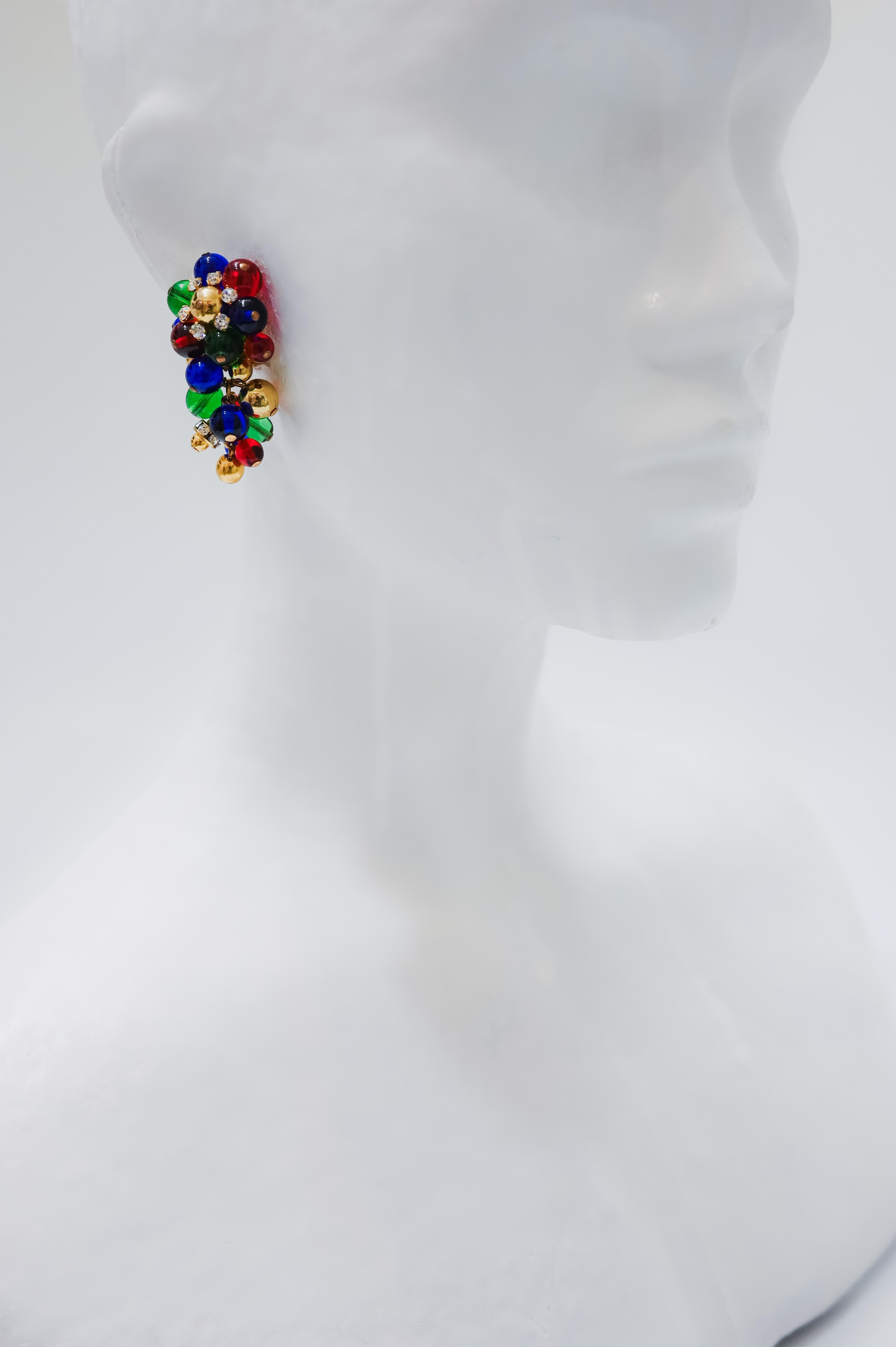Francoise Montague Green, Blue, Red and  Gold Grape Inspired Clips For Sale 1
