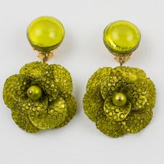 Francoise Montague Pendientes colgantes de resina floral verde