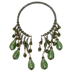 Francoise Montague Green Murano Glass Drop Choker