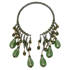Francoise Montague Green Murano Glass Drop Choker