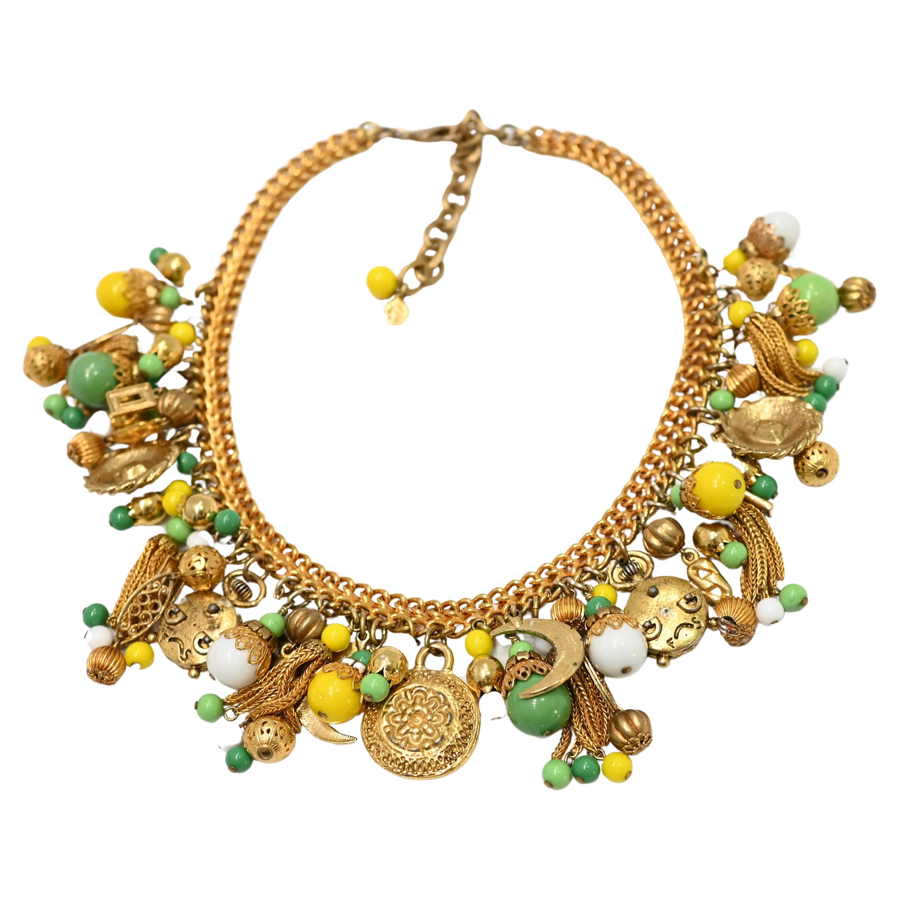Francoise Montague Green & Yellow Pontresina Necklace For Sale