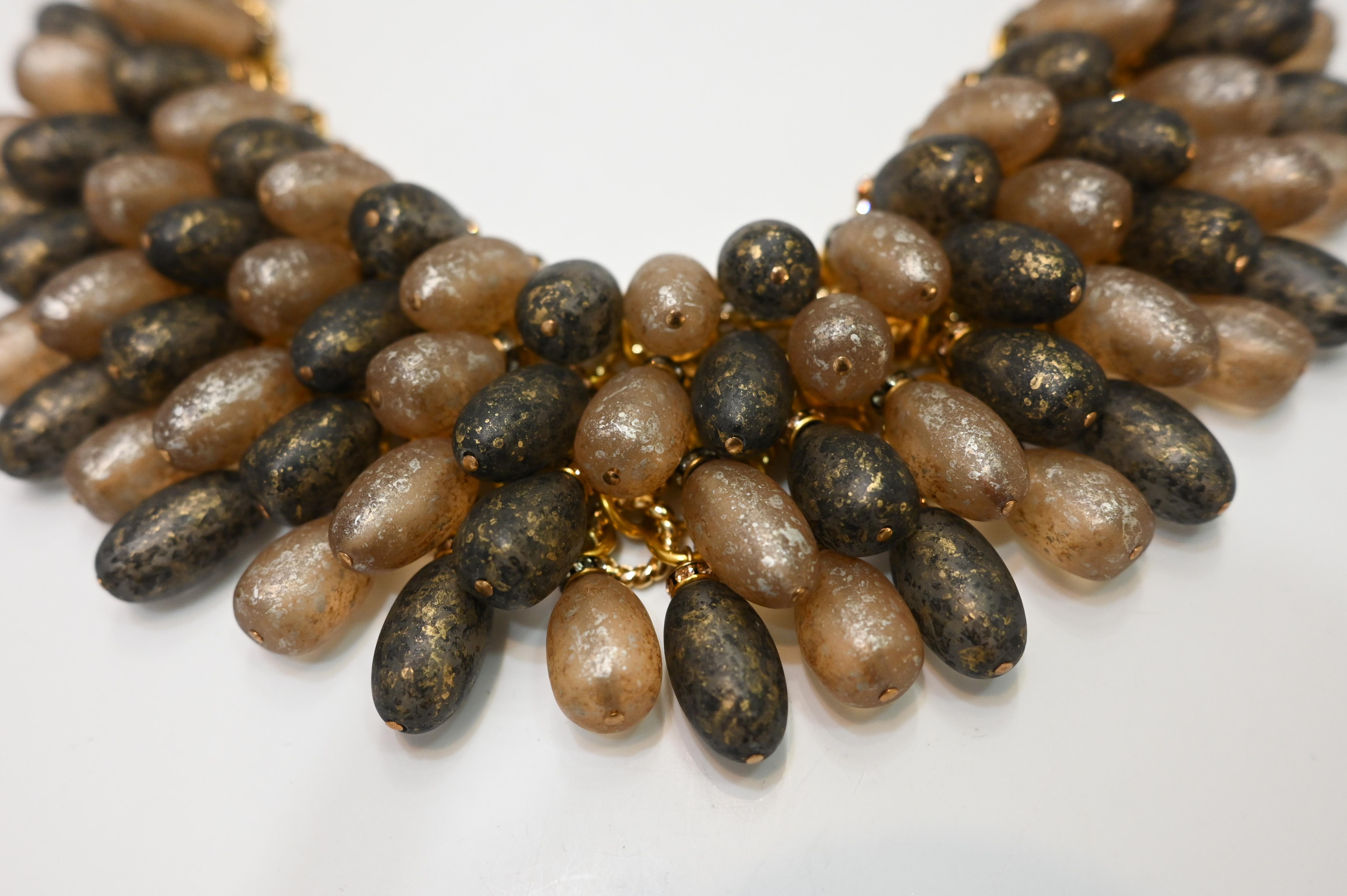 Artist Francoise Montague Grey and Gold Madrilene Necklace For Sale