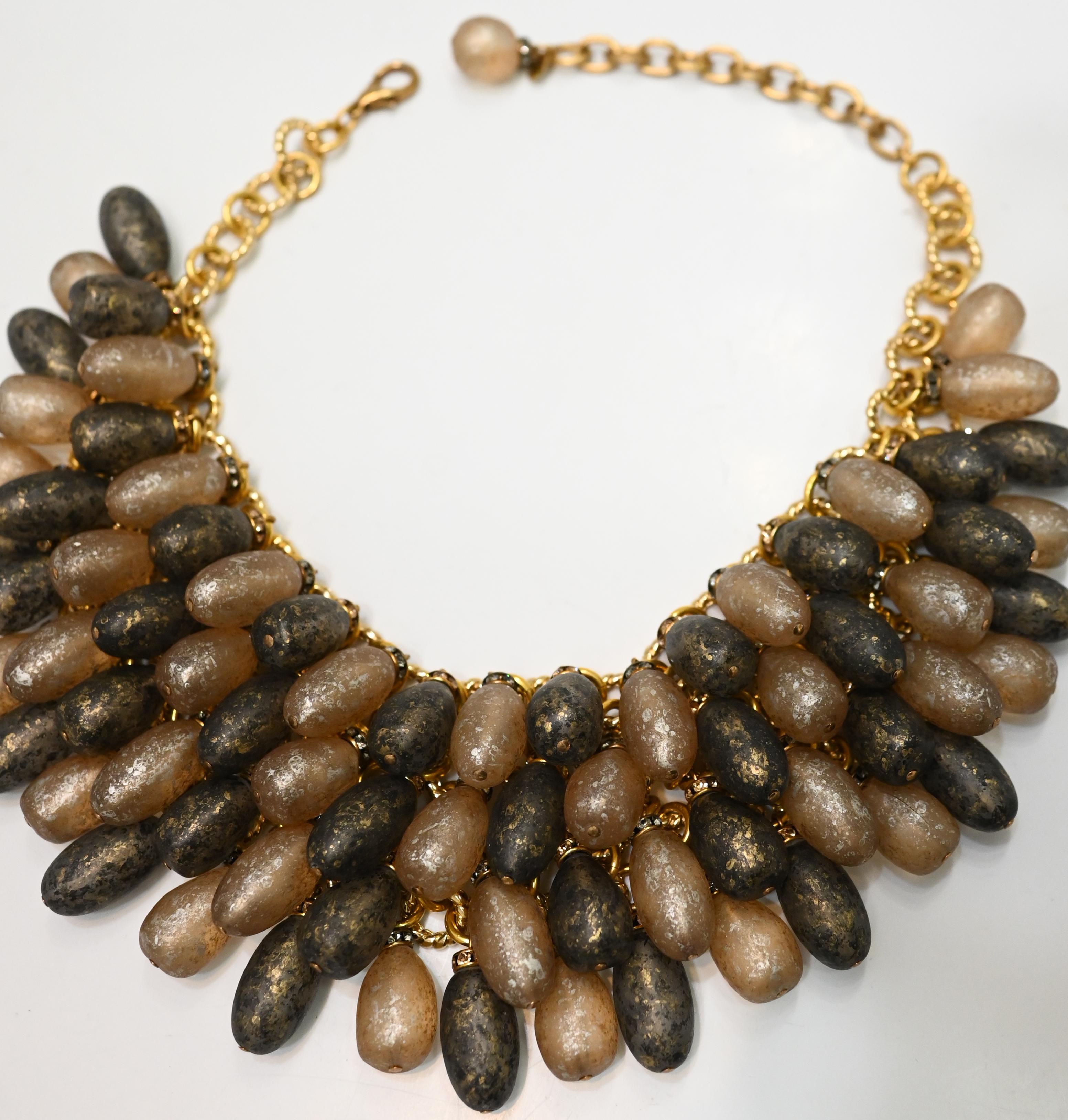 Francoise Montague Grey and Gold Madrilene Necklace In New Condition For Sale In Virginia Beach, VA