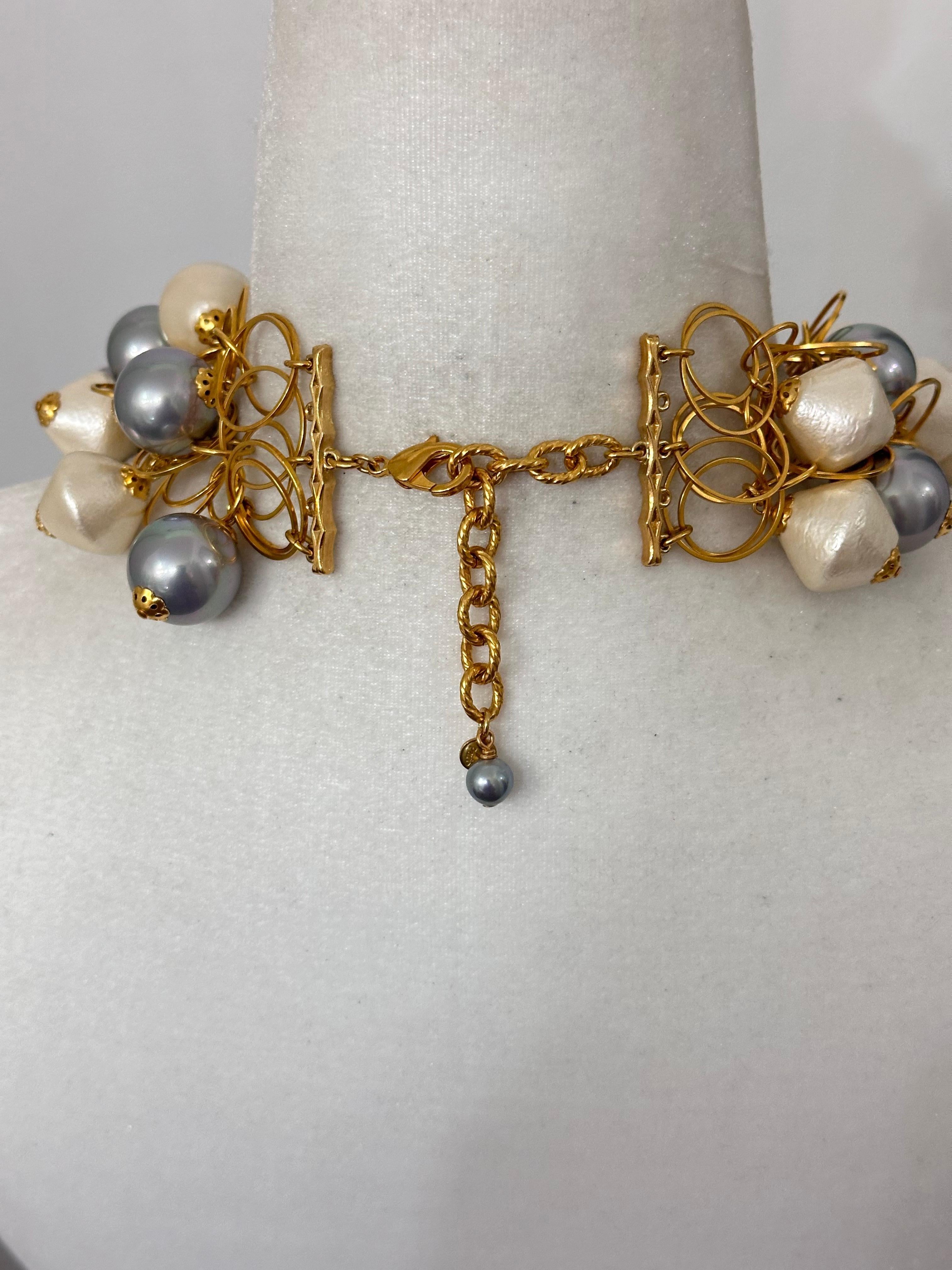 Francoise Montague, girocollo in cotone filato grigio e bianco In condizioni Nuovo in vendita a Virginia Beach, VA