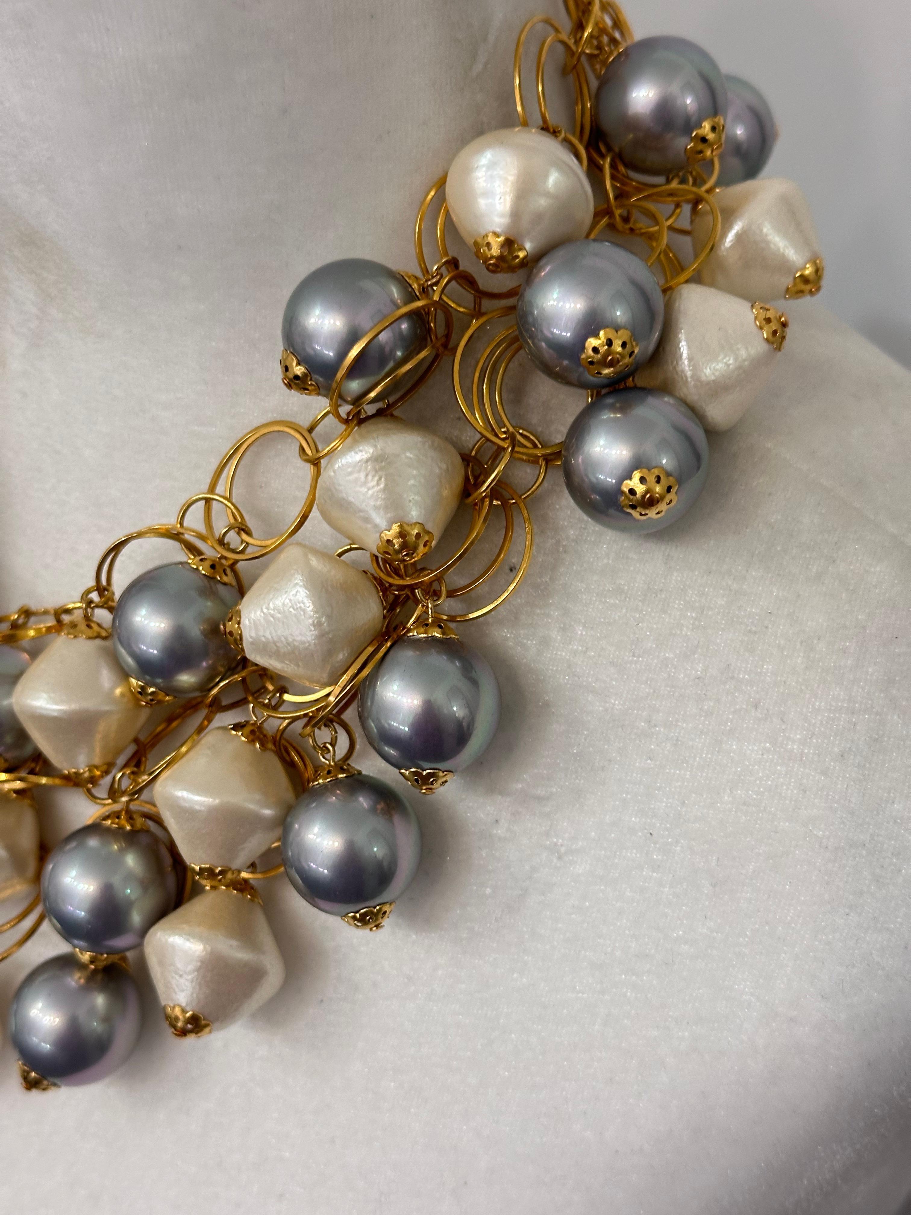 da uomo o donna Francoise Montague, girocollo in cotone filato grigio e bianco in vendita