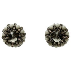 Françoise Montague GreyCabochons Clip Earrings