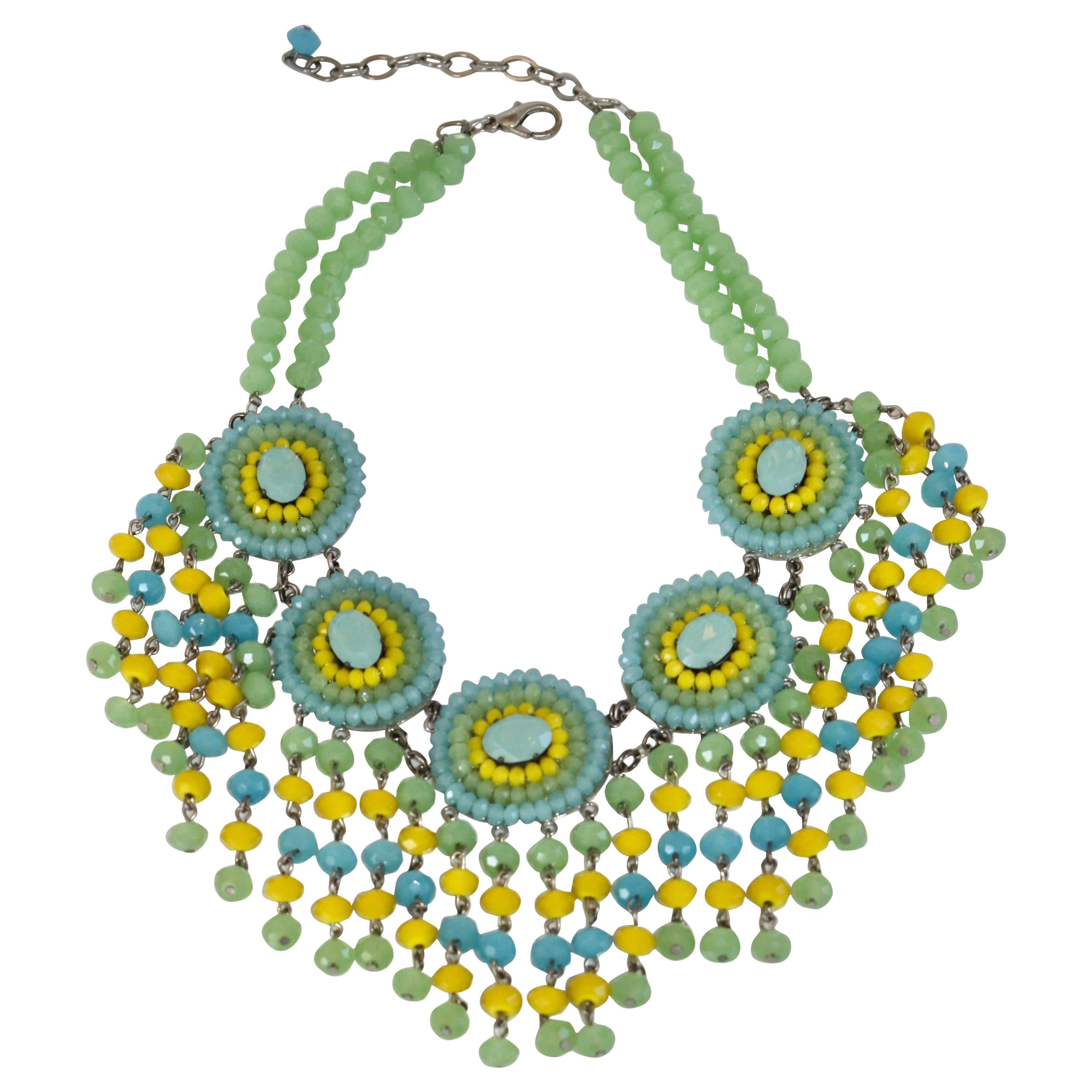 Francoise Montague Handmade Faceted Glass Statement Necklace For Sale