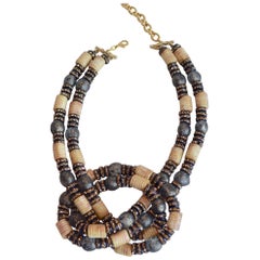 Francoise Montague Handmade Grey Taupe Brown Knot Necklace, France