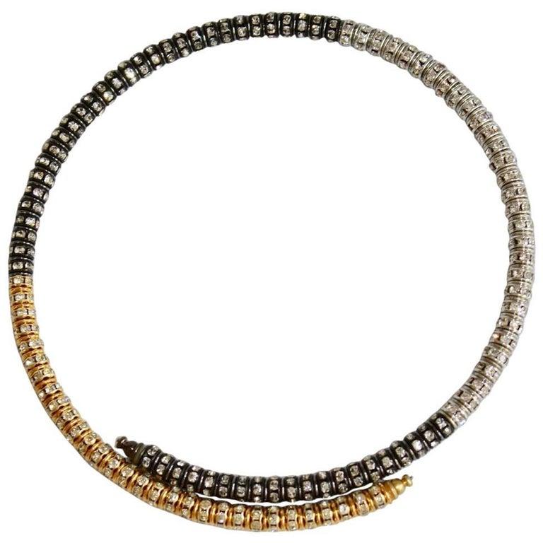 Francoise Montague Large  Crystal on Gold Clip Earrings 1