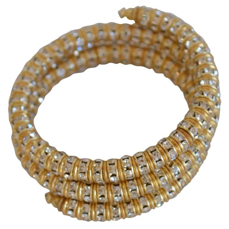 Francoise Montague Large  Crystal on Gold Clip Earrings For Sale 1